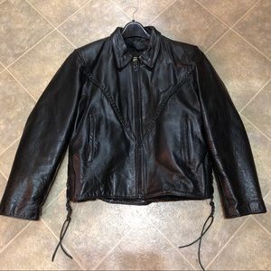 Hudson Genuine Leather Moto Jacket size Large Biker